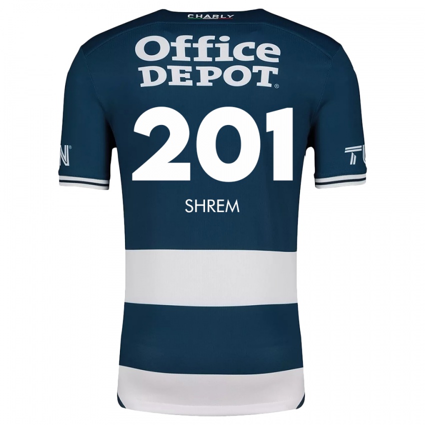 Heren David Shrem #201 Blauw Wit Thuisshirt Thuistenue 2024/25 T-Shirt