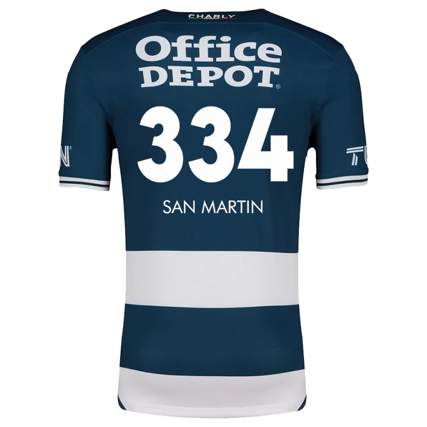 Heren Uziel San Martín #334 Blauw Wit Thuisshirt Thuistenue 2024/25 T-Shirt