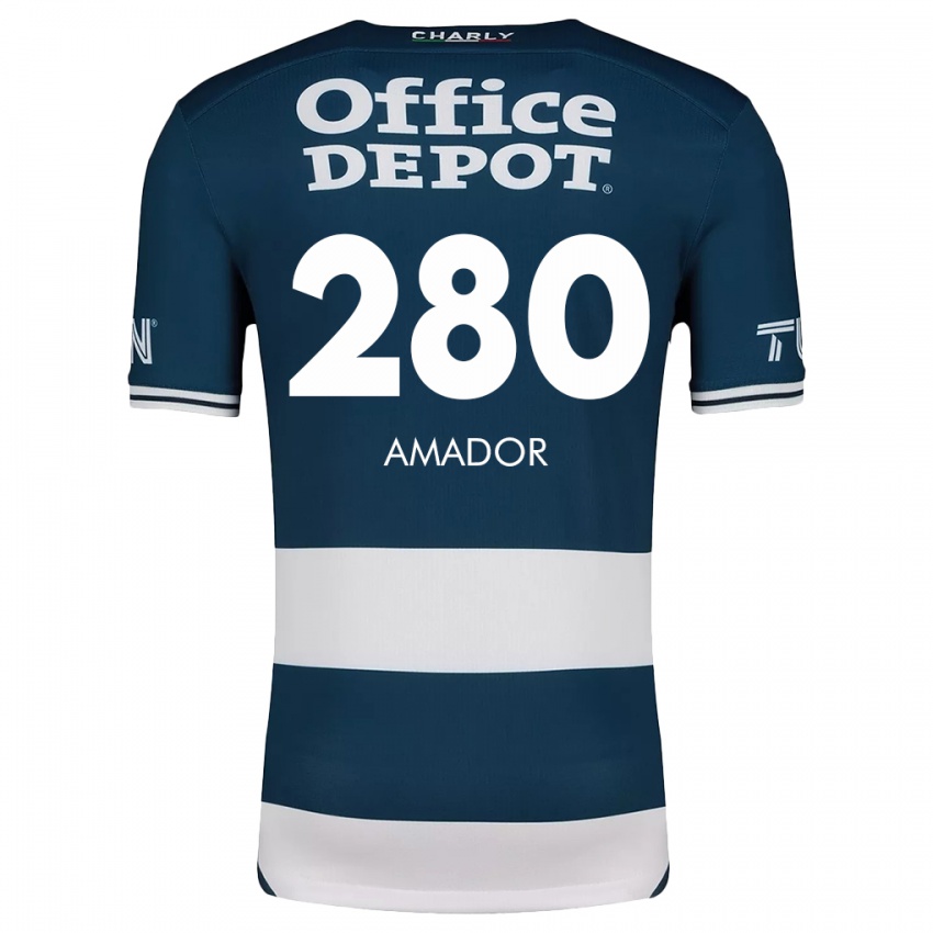 Heren Santiago Amador #280 Blauw Wit Thuisshirt Thuistenue 2024/25 T-Shirt