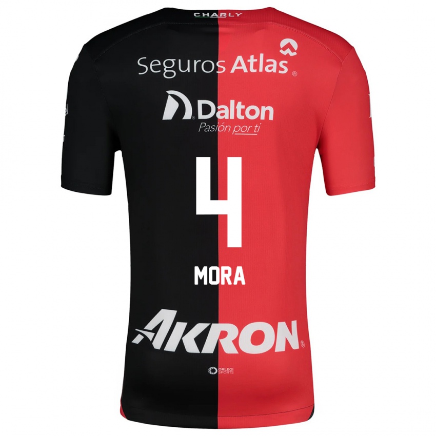 Heren Adrián Mora #4 Rood Zwart Thuisshirt Thuistenue 2024/25 T-Shirt