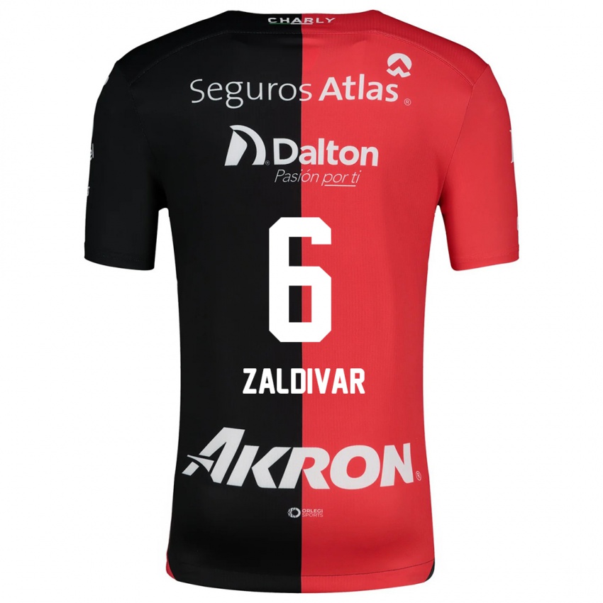 Heren Édgar Zaldívar #6 Rood Zwart Thuisshirt Thuistenue 2024/25 T-Shirt