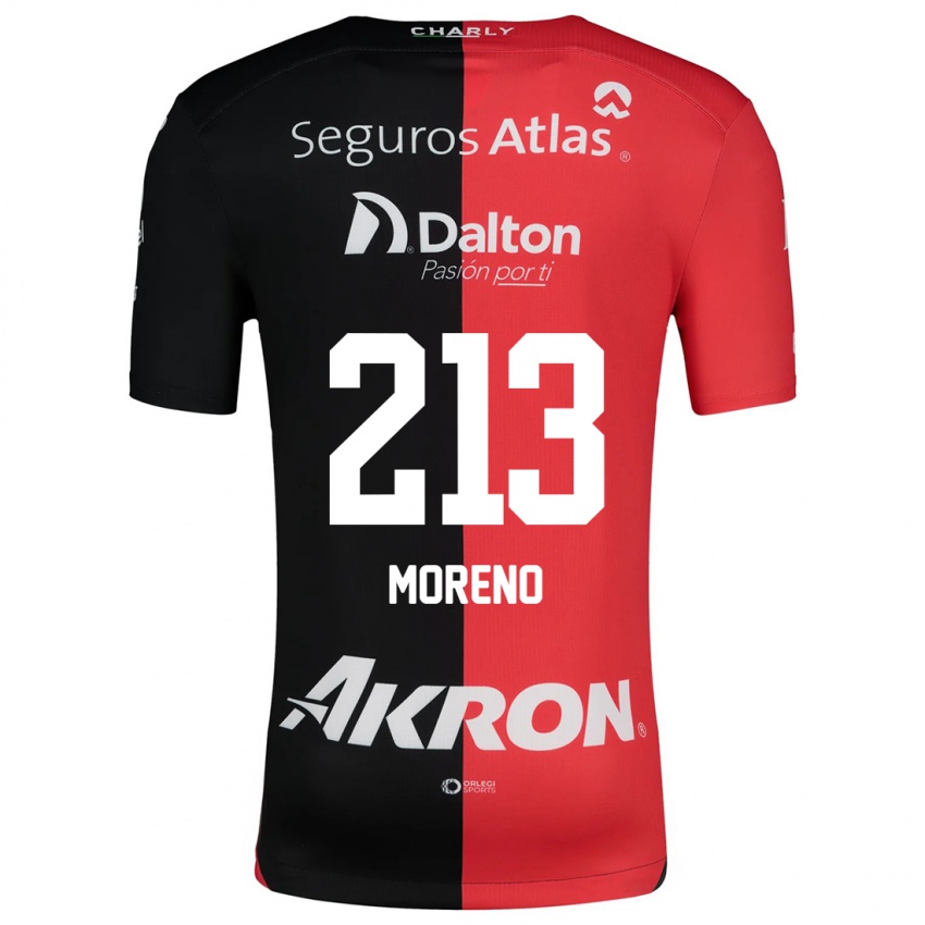 Heren Eduardo Moreno #213 Rood Zwart Thuisshirt Thuistenue 2024/25 T-Shirt