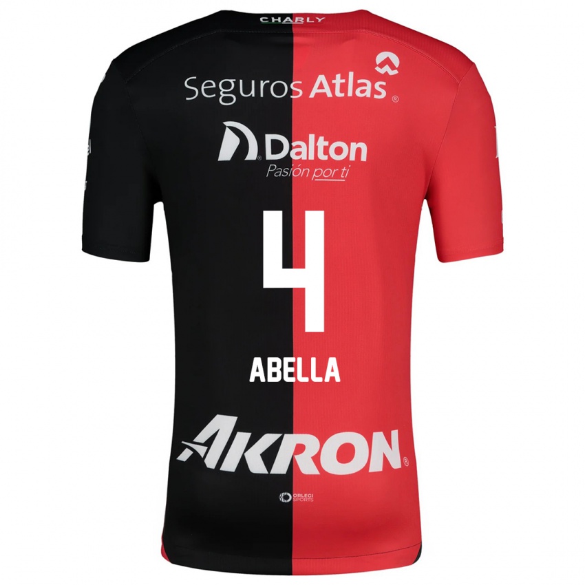 Heren José Abella #4 Rood Zwart Thuisshirt Thuistenue 2024/25 T-Shirt