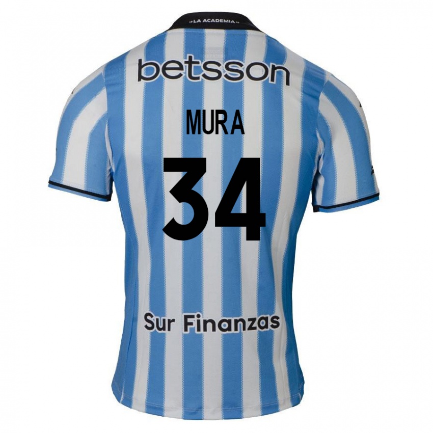 Heren Facundo Mura #34 Blauw Wit Zwart Thuisshirt Thuistenue 2024/25 T-Shirt