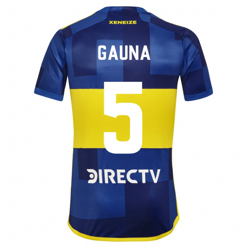 Heren Santiago Gauna #5 Blauw Geel Thuisshirt Thuistenue 2024/25 T-Shirt