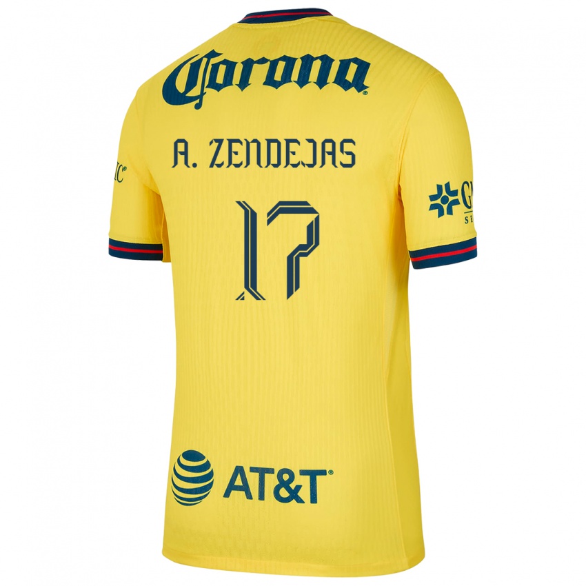 Heren Alejandro Zendejas #17 Geel Blauw Thuisshirt Thuistenue 2024/25 T-Shirt