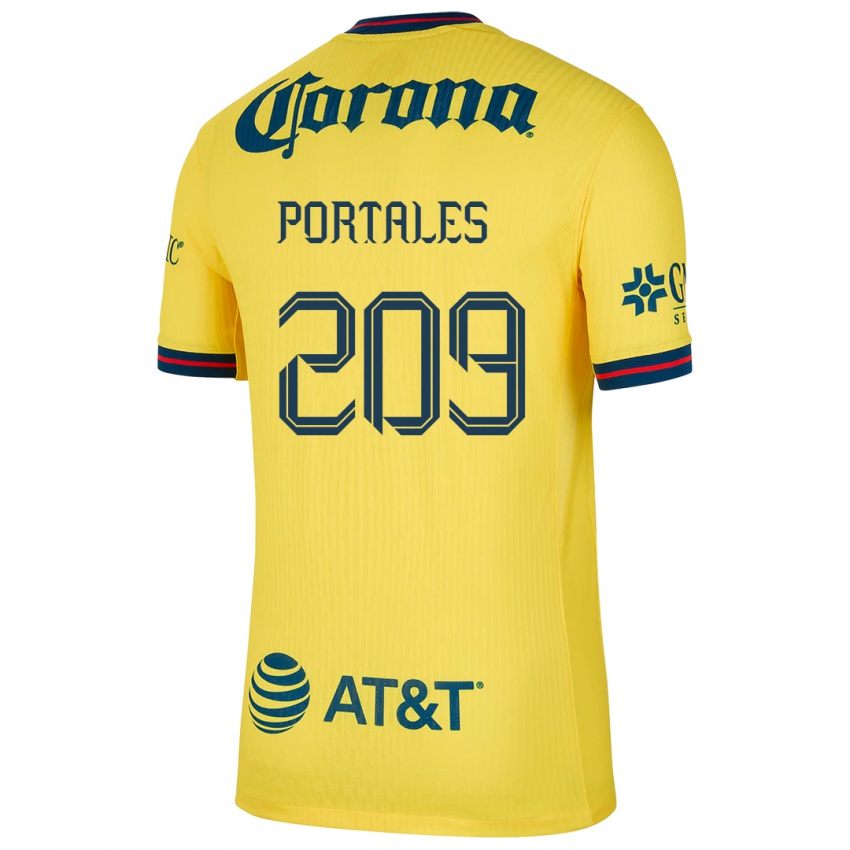 Heren Walter Portales #209 Geel Blauw Thuisshirt Thuistenue 2024/25 T-Shirt