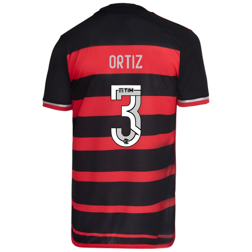 Heren Léo Ortiz #3 Rood Zwart Thuisshirt Thuistenue 2024/25 T-Shirt