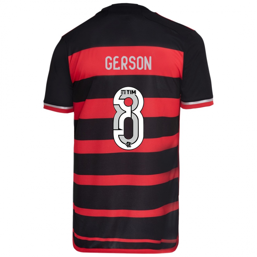 Heren Gerson #8 Rood Zwart Thuisshirt Thuistenue 2024/25 T-Shirt