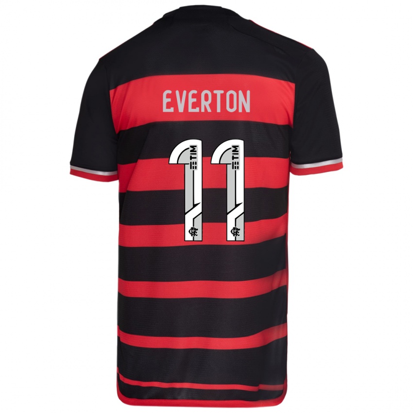 Heren Everton #11 Rood Zwart Thuisshirt Thuistenue 2024/25 T-Shirt