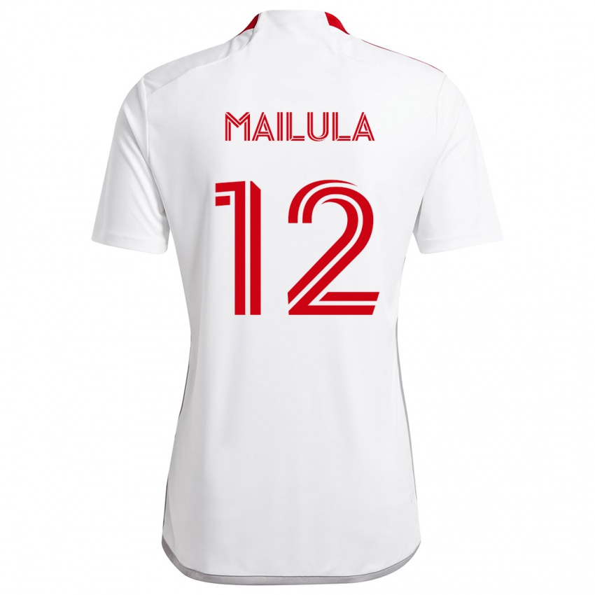 Heren Cassius Mailula #12 Wit Rood Uitshirt Uittenue 2024/25 T-Shirt