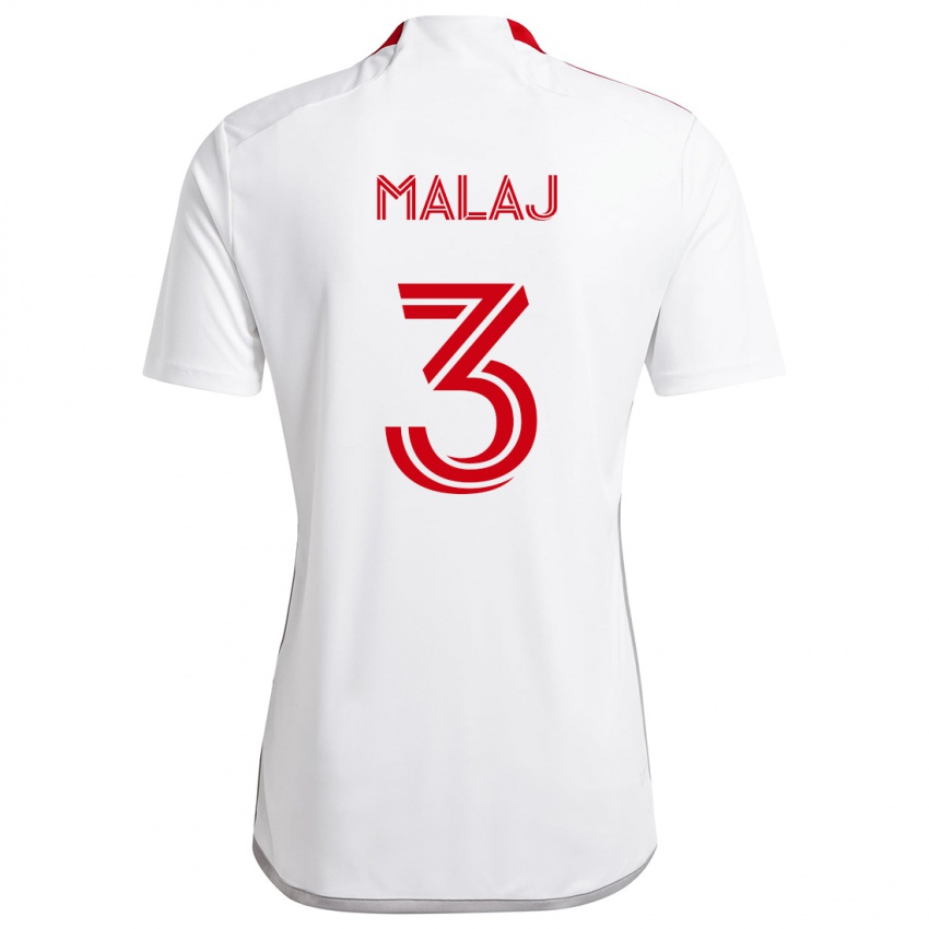 Heren Albert Malaj #3 Wit Rood Uitshirt Uittenue 2024/25 T-Shirt