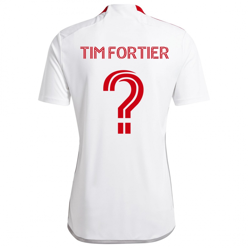 Heren Tim Fortier #0 Wit Rood Uitshirt Uittenue 2024/25 T-Shirt