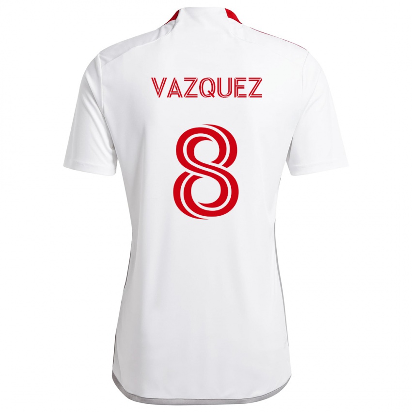 Heren Víctor Vázquez #8 Wit Rood Uitshirt Uittenue 2024/25 T-Shirt