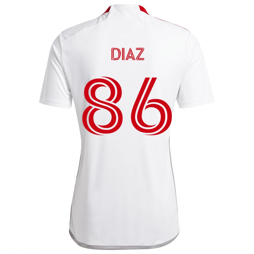 Heren Alec Díaz #86 Wit Rood Uitshirt Uittenue 2024/25 T-Shirt