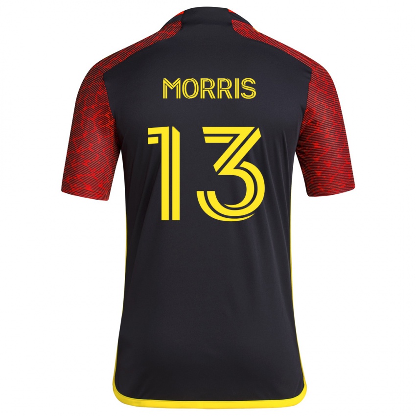 Heren Jordan Morris #13 Rood Zwart Uitshirt Uittenue 2024/25 T-Shirt