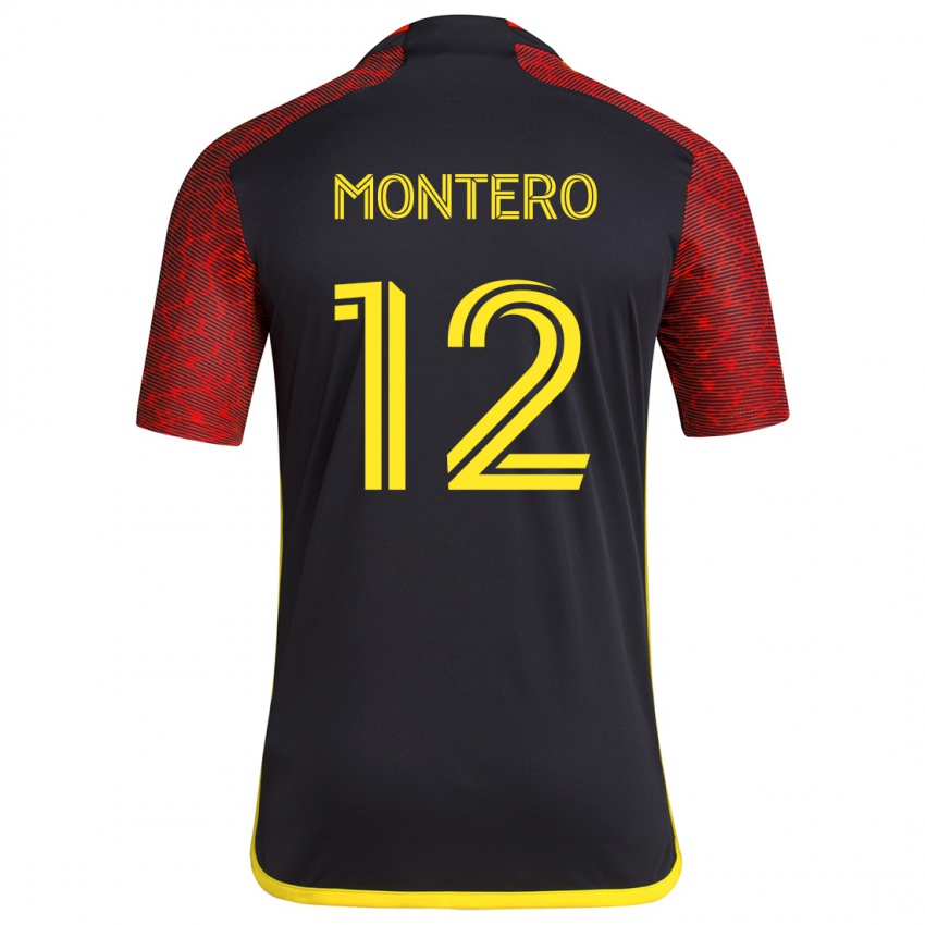 Heren Fredy Montero #12 Rood Zwart Uitshirt Uittenue 2024/25 T-Shirt