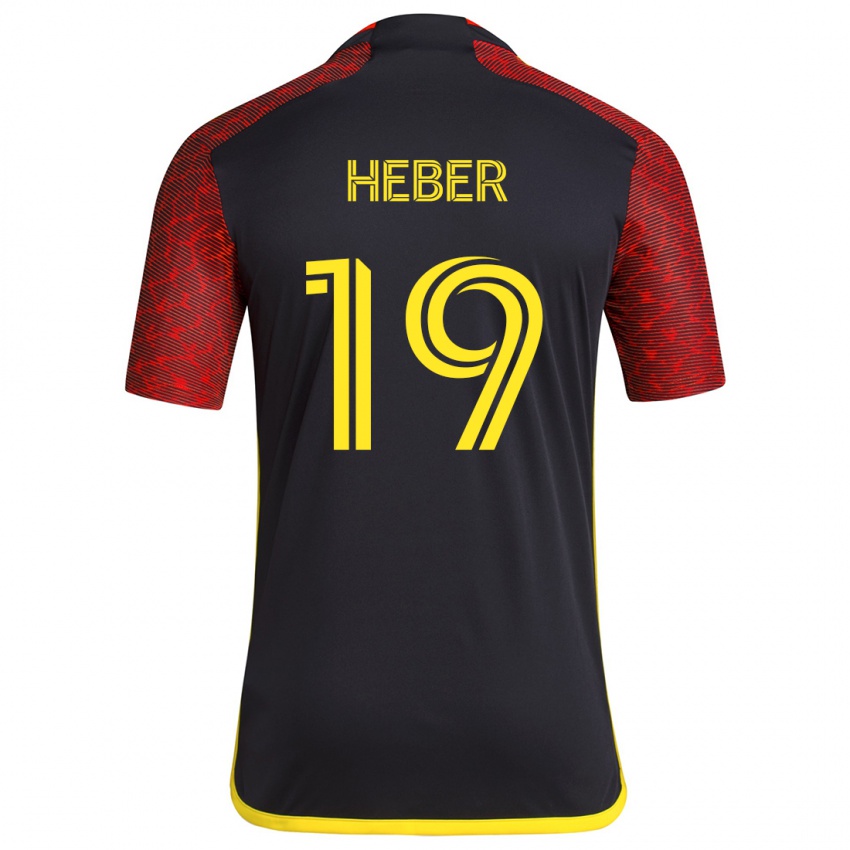 Heren Héber #19 Rood Zwart Uitshirt Uittenue 2024/25 T-Shirt