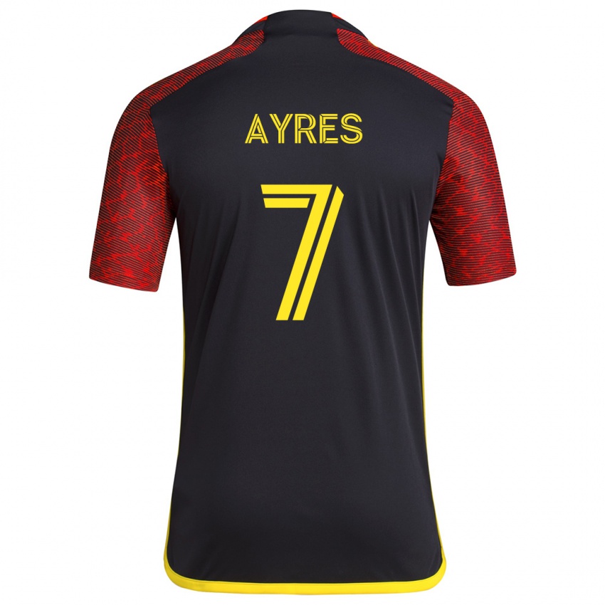 Heren Melina Ayres #7 Rood Zwart Uitshirt Uittenue 2024/25 T-Shirt