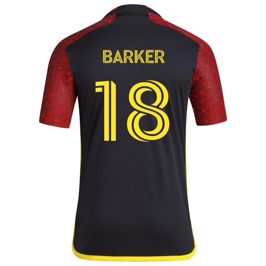 Heren Alicia Barker #18 Rood Zwart Uitshirt Uittenue 2024/25 T-Shirt