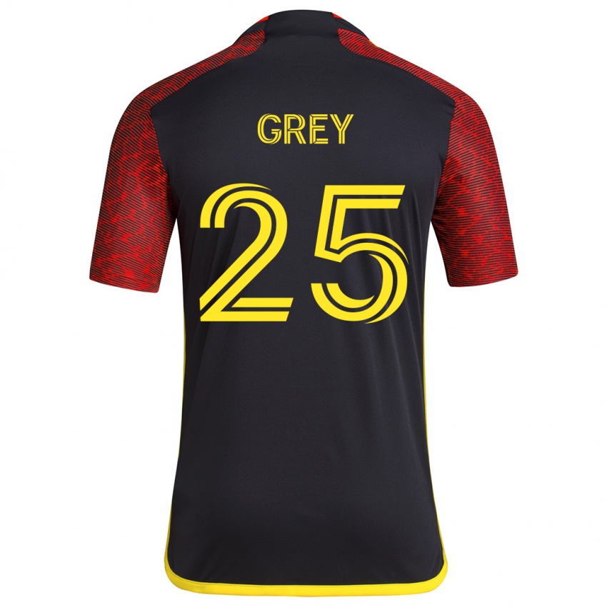 Heren Mireya Grey #25 Rood Zwart Uitshirt Uittenue 2024/25 T-Shirt