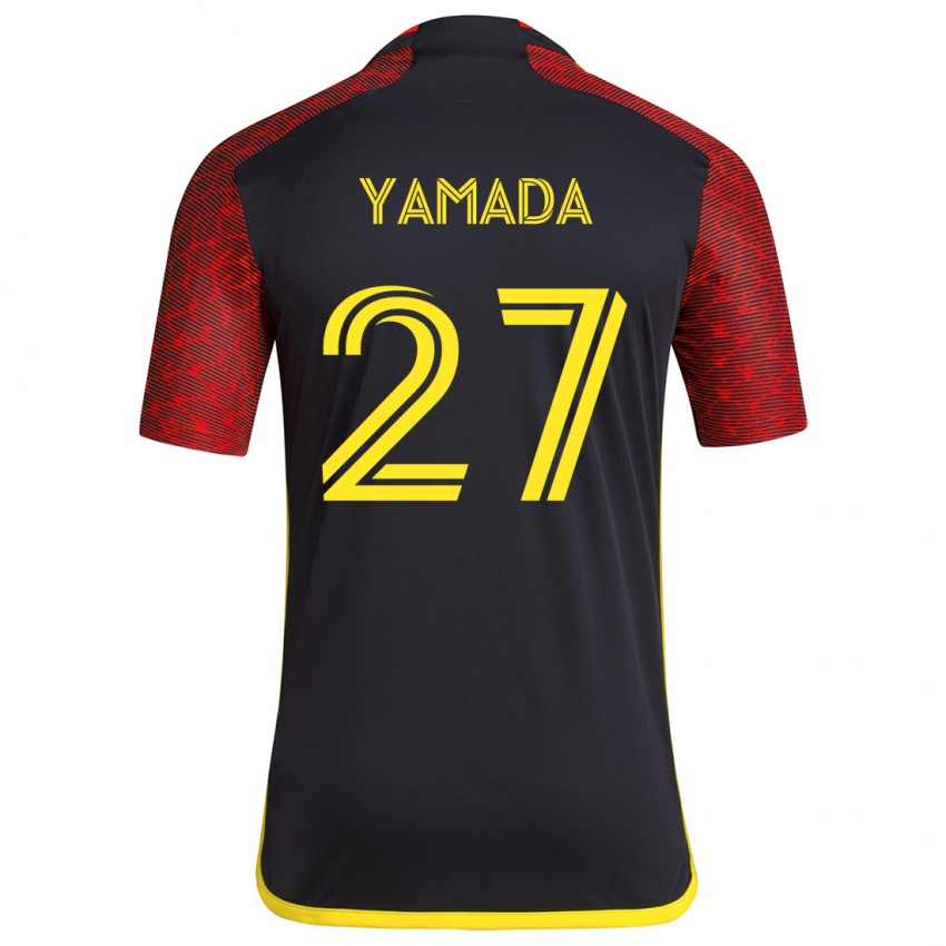 Heren Hikari Yamada #27 Rood Zwart Uitshirt Uittenue 2024/25 T-Shirt