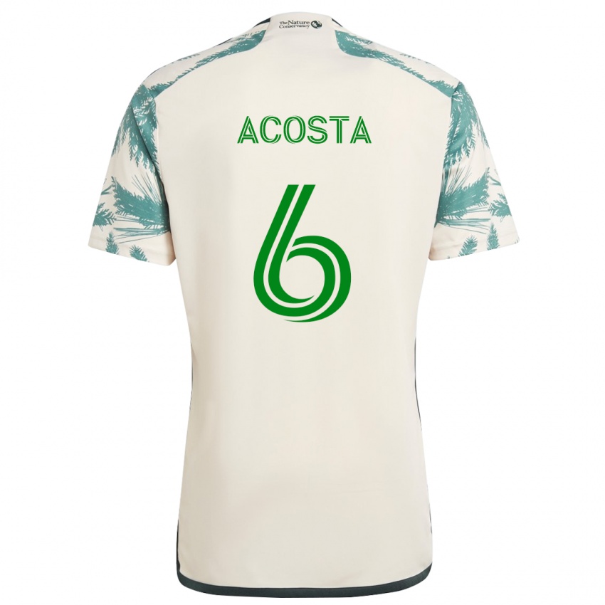 Heren Bryan Acosta #6 Beigebruin Uitshirt Uittenue 2024/25 T-Shirt