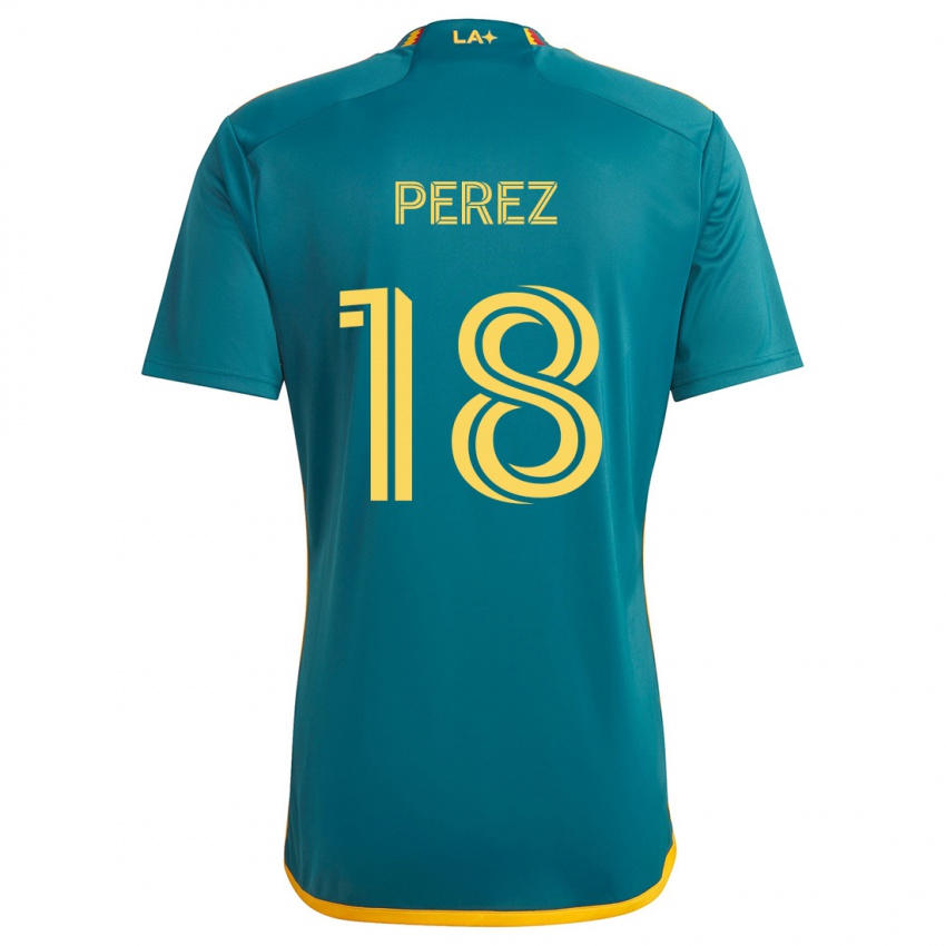 Heren Jonathan Pérez #18 Groen Geel Uitshirt Uittenue 2024/25 T-Shirt