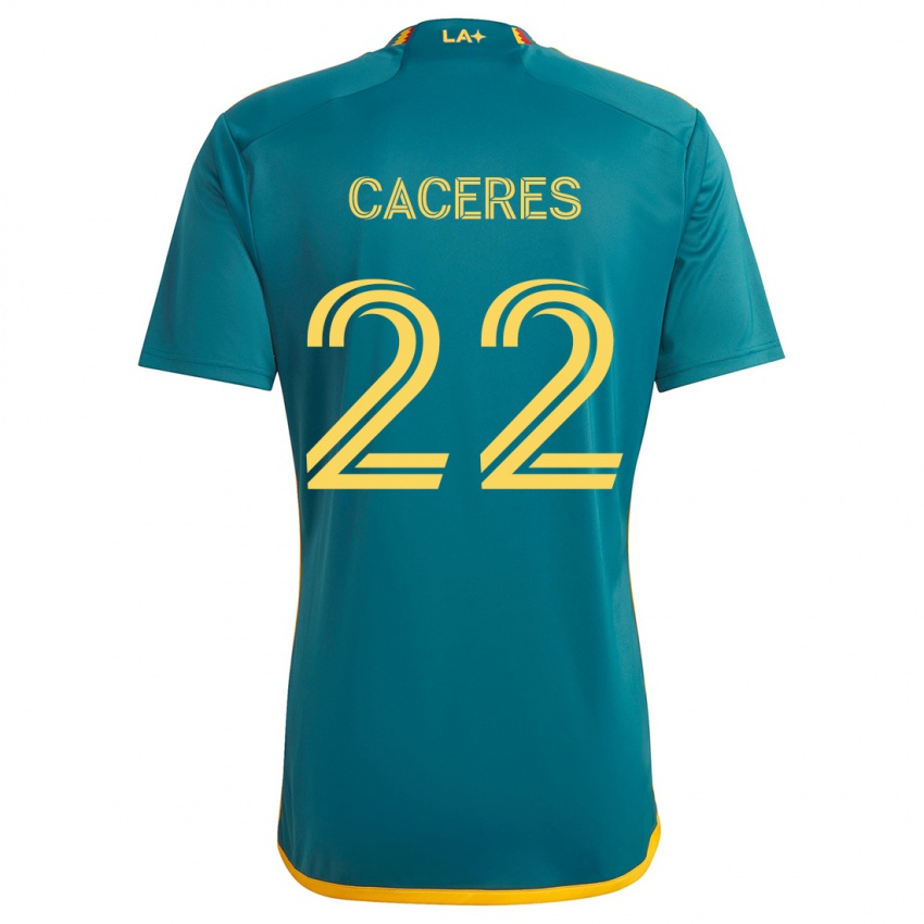 Heren Martín Cáceres #22 Groen Geel Uitshirt Uittenue 2024/25 T-Shirt