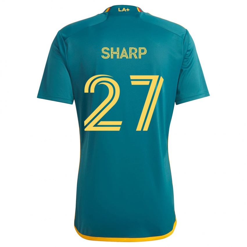 Heren Billy Sharp #27 Groen Geel Uitshirt Uittenue 2024/25 T-Shirt