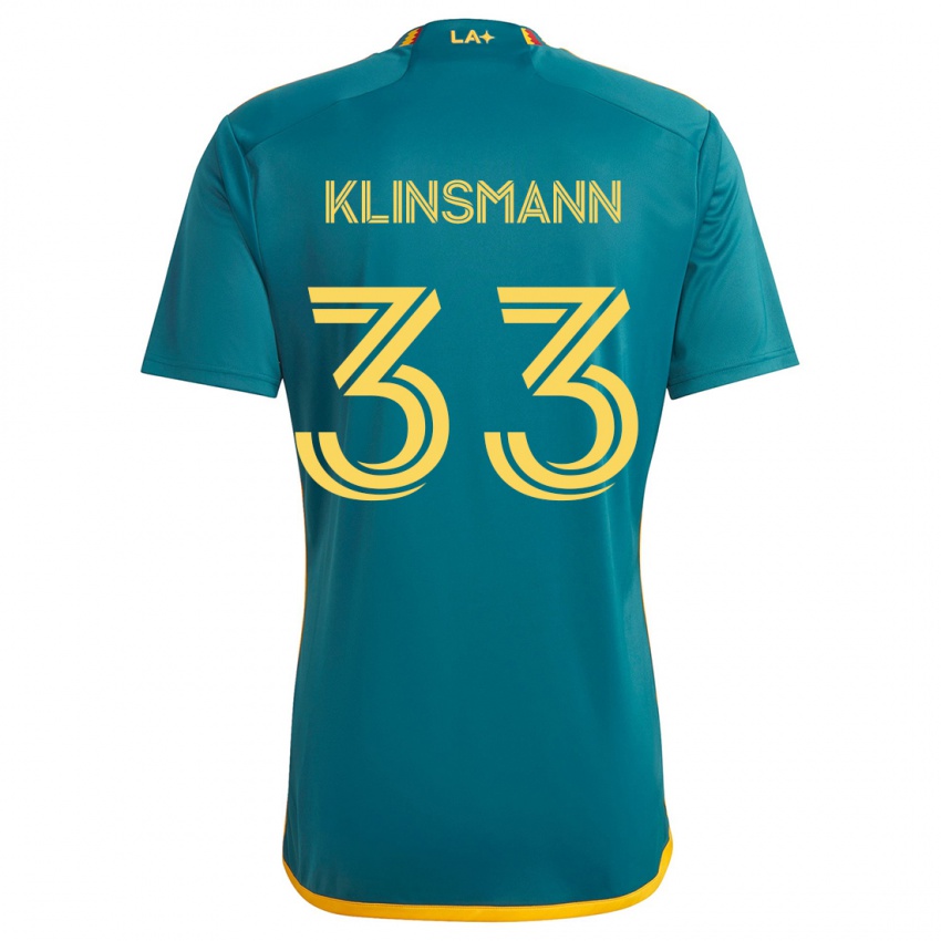 Heren Jonathan Klinsmann #33 Groen Geel Uitshirt Uittenue 2024/25 T-Shirt