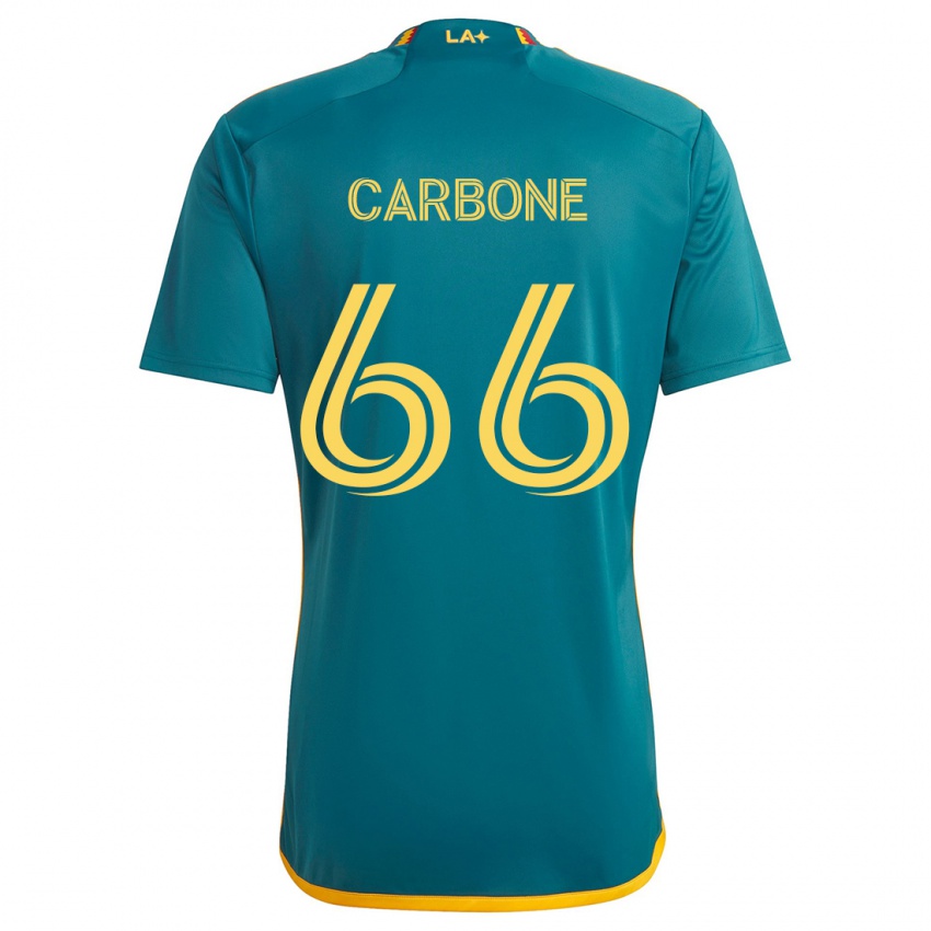 Heren Matteo Carbone #66 Groen Geel Uitshirt Uittenue 2024/25 T-Shirt