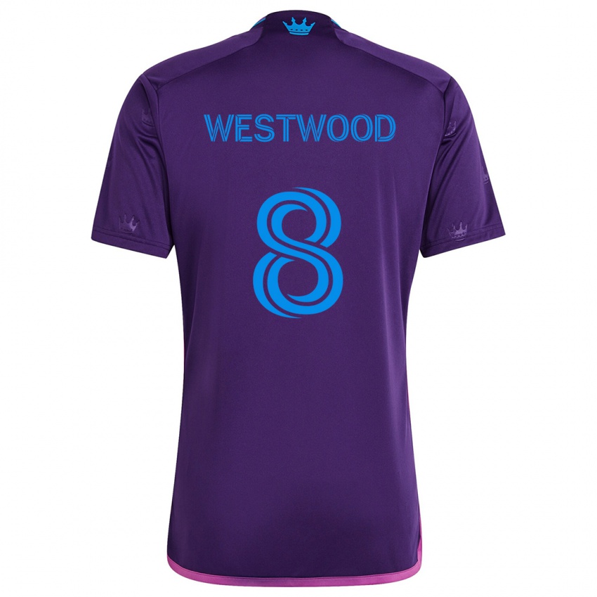 Heren Ashley Westwood #8 Paarsblauw Uitshirt Uittenue 2024/25 T-Shirt