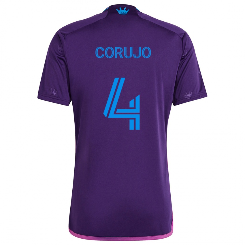 Heren Guzmán Corujo #4 Paarsblauw Uitshirt Uittenue 2024/25 T-Shirt