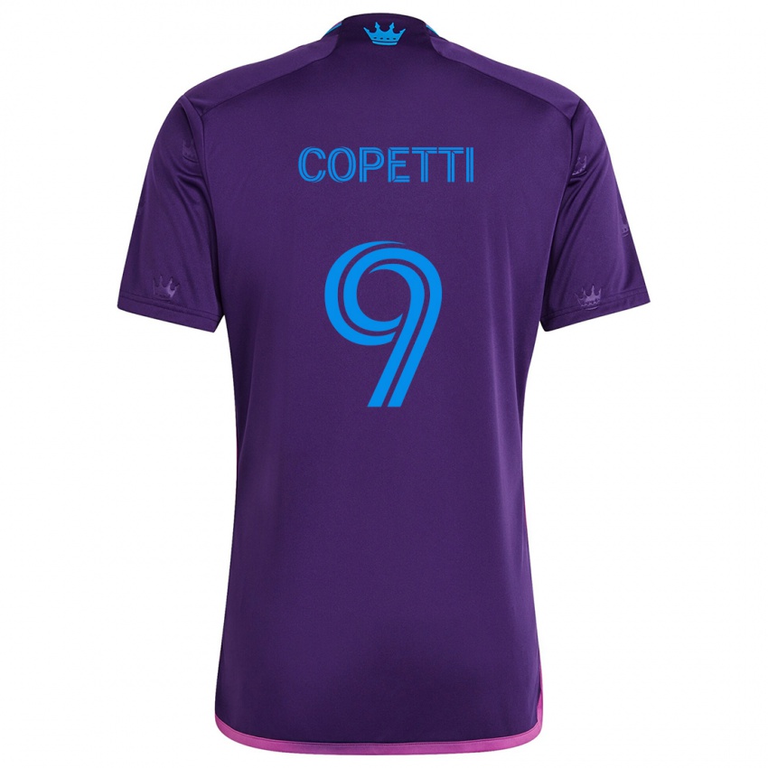 Heren Enzo Copetti #9 Paarsblauw Uitshirt Uittenue 2024/25 T-Shirt