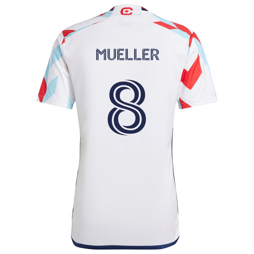 Heren Chris Mueller #8 Wit Rood Blauw Uitshirt Uittenue 2024/25 T-Shirt