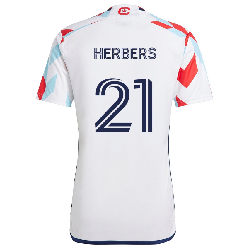 Heren Fabian Herbers #21 Wit Rood Blauw Uitshirt Uittenue 2024/25 T-Shirt