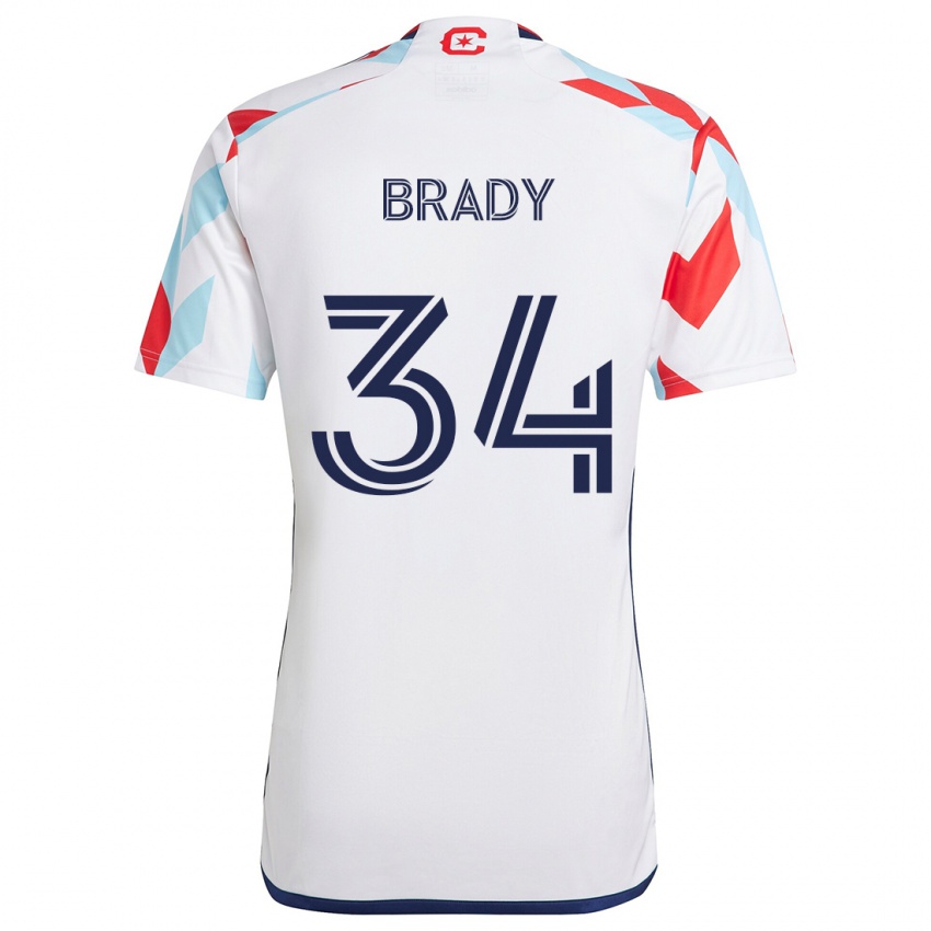 Heren Chris Brady #34 Wit Rood Blauw Uitshirt Uittenue 2024/25 T-Shirt