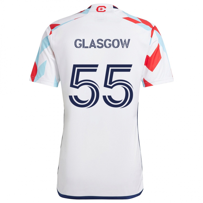 Heren Omari Glasgow #55 Wit Rood Blauw Uitshirt Uittenue 2024/25 T-Shirt