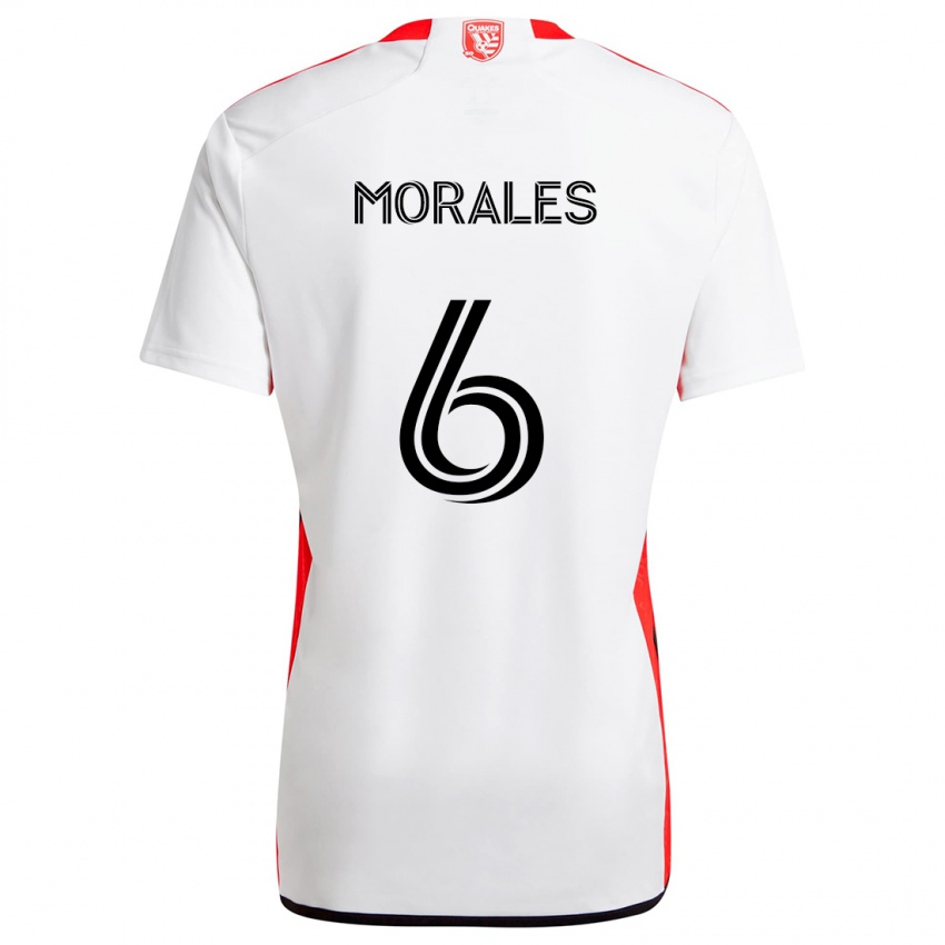 Heren Alfredo Morales #6 Wit Rood Uitshirt Uittenue 2024/25 T-Shirt