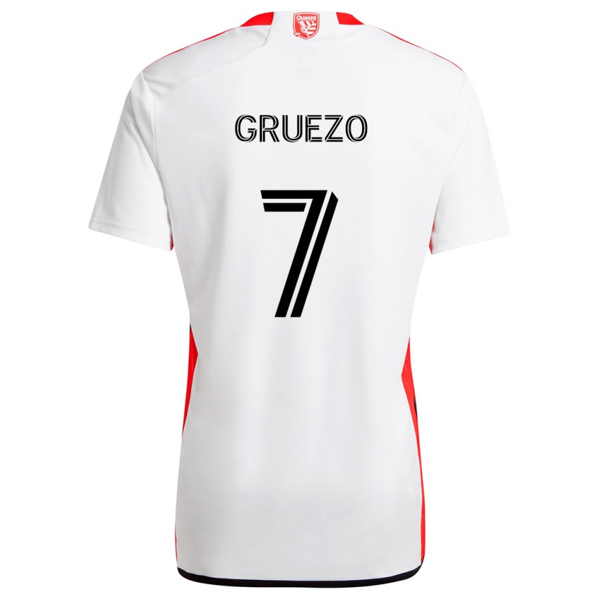 Heren Carlos Gruezo #7 Wit Rood Uitshirt Uittenue 2024/25 T-Shirt