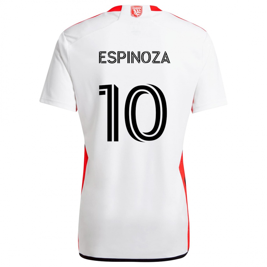 Heren Cristian Espinoza #10 Wit Rood Uitshirt Uittenue 2024/25 T-Shirt