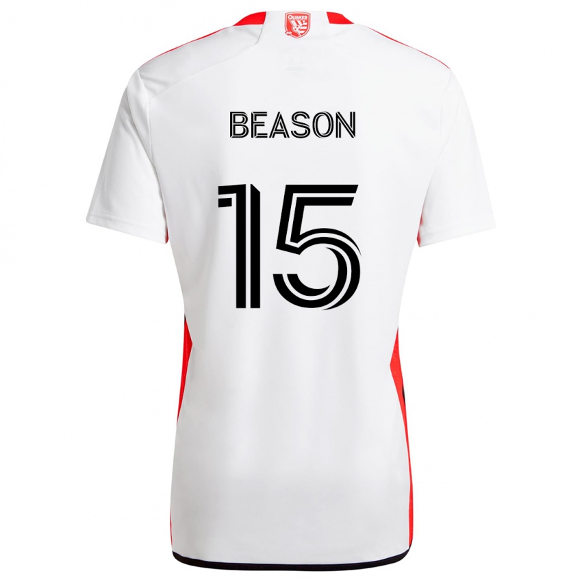 Heren Tanner Beason #15 Wit Rood Uitshirt Uittenue 2024/25 T-Shirt