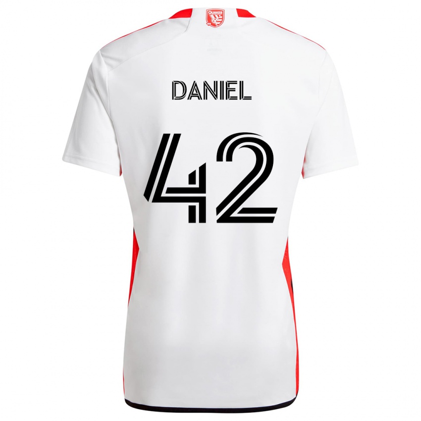 Heren Daniel #42 Wit Rood Uitshirt Uittenue 2024/25 T-Shirt