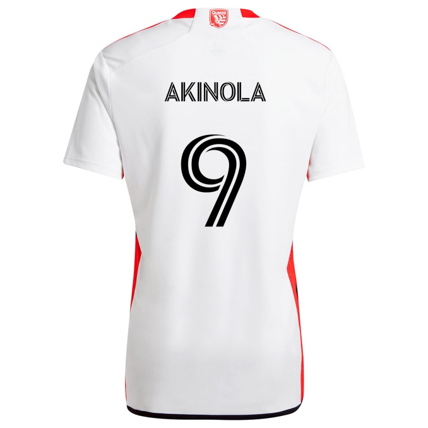 Heren Ayo Akinola #9 Wit Rood Uitshirt Uittenue 2024/25 T-Shirt