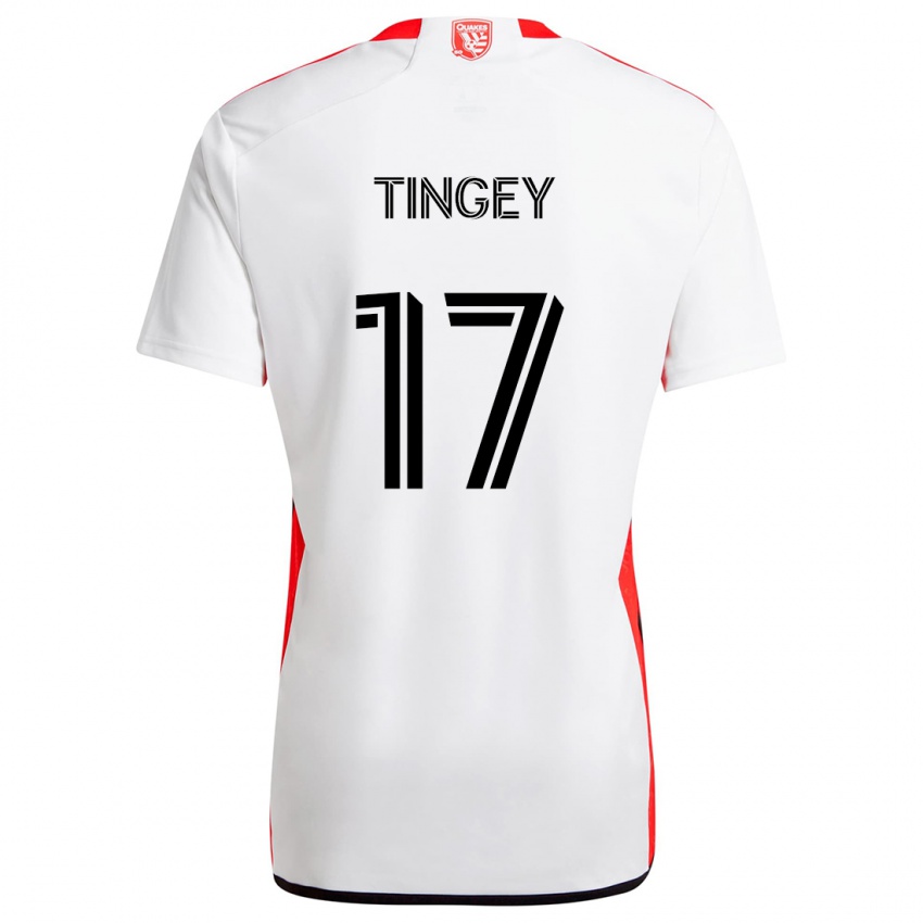 Heren Keegan Tingey #17 Wit Rood Uitshirt Uittenue 2024/25 T-Shirt