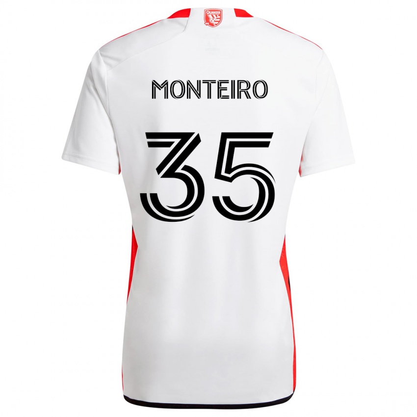 Heren Jamiro Monteiro #35 Wit Rood Uitshirt Uittenue 2024/25 T-Shirt