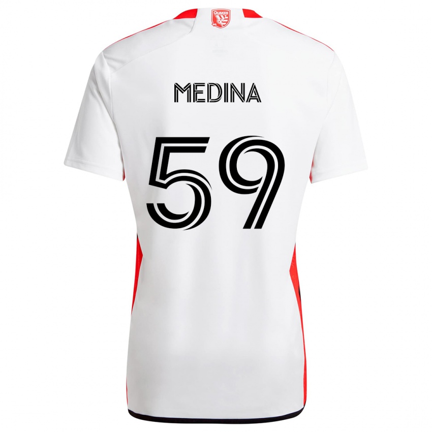 Heren Cruz Medina #59 Wit Rood Uitshirt Uittenue 2024/25 T-Shirt