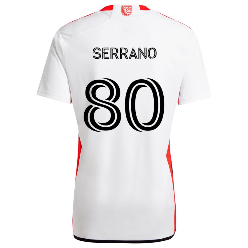 Heren David Serrano #80 Wit Rood Uitshirt Uittenue 2024/25 T-Shirt