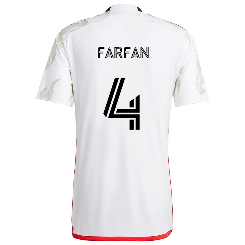 Heren Marco Farfán #4 Wit Rood Zwart Uitshirt Uittenue 2024/25 T-Shirt